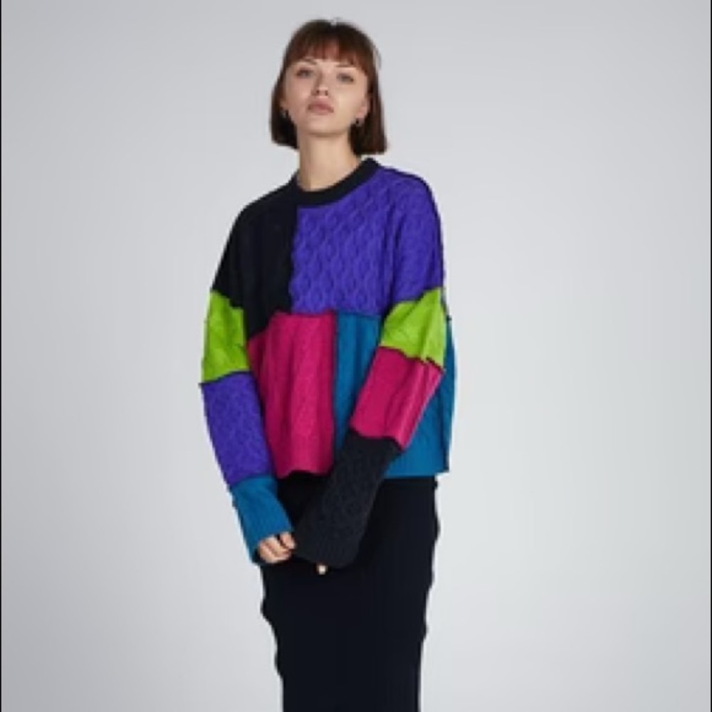 The Ragged Priest Crush Knit patchwork sweater